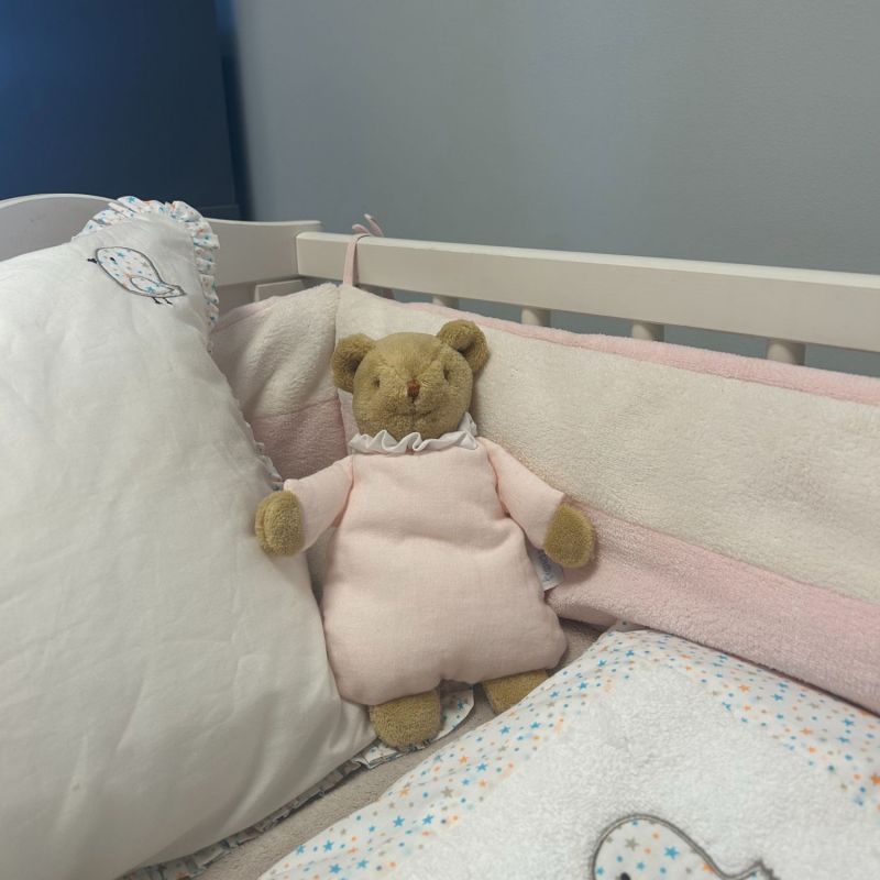 Image d'ambiance de présentation du produit Doudou avec hochet Ours Rose poudré - Trousselier